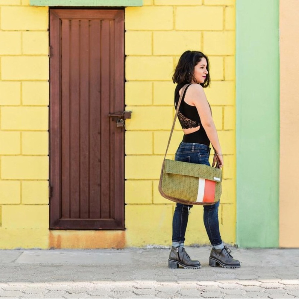 FAUX SUEDE COLOR BLOCK MESSENGER BAG